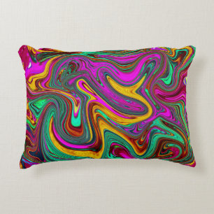 Marbled Hot Pink and Sea Foam Green Abstract Art Accent Pillow