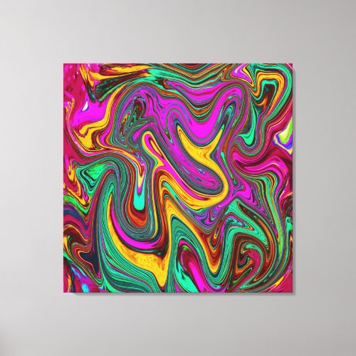 Marbled Hot Pink and Sea Foam Green Abstract Art Canvas Print