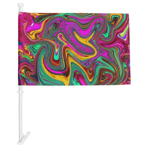 Marbled Hot Pink and Sea Foam Green Abstract Art Car Flag