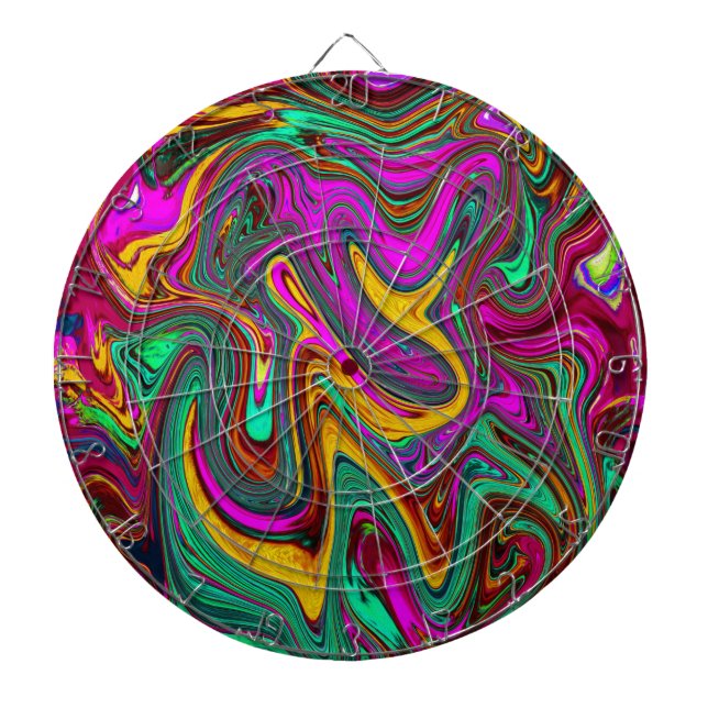 Marbled Hot Pink and Sea Foam Green Abstract Art Dart Board (Front)