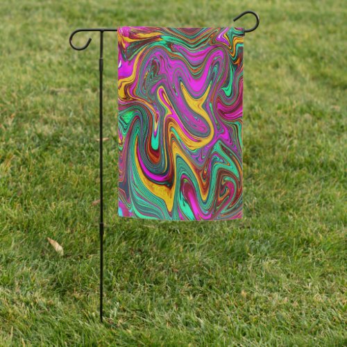 Marbled Hot Pink and Sea Foam Green Abstract Art Garden Flag