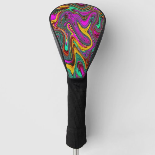 Marbled Hot Pink and Sea Foam Green Abstract Art Golf Head Cover
