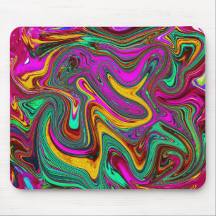 Marbled Hot Pink and Sea Foam Green Abstract Art Mouse Pad