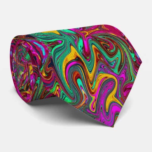 Marbled Hot Pink and Sea Foam Green Abstract Art Neck Tie