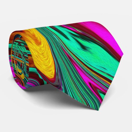 Marbled Hot Pink and Sea Foam Green Abstract Art Neck Tie