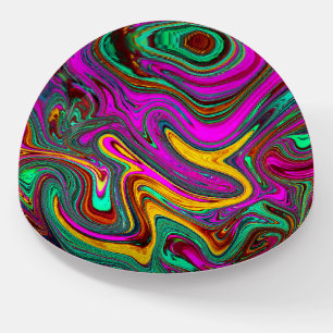 Marbled Hot Pink and Sea Foam Green Abstract Art Paperweight