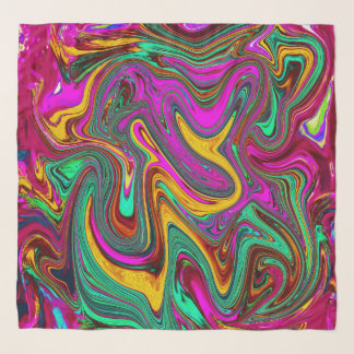 Marbled Hot Pink and Sea Foam Green Abstract Art Scarf