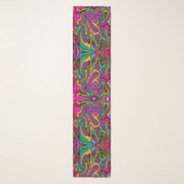 Marbled Hot Pink and Sea Foam Green Abstract Art Scarf