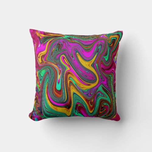 Marbled Hot Pink and Sea Foam Green Abstract Art Throw Pillow