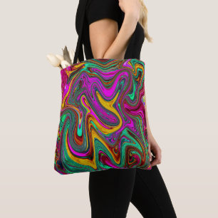 Marbled Hot Pink and Sea Foam Green Abstract Art Tote Bag