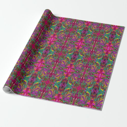 Marbled Hot Pink and Sea Foam Green Abstract Art Wrapping Paper