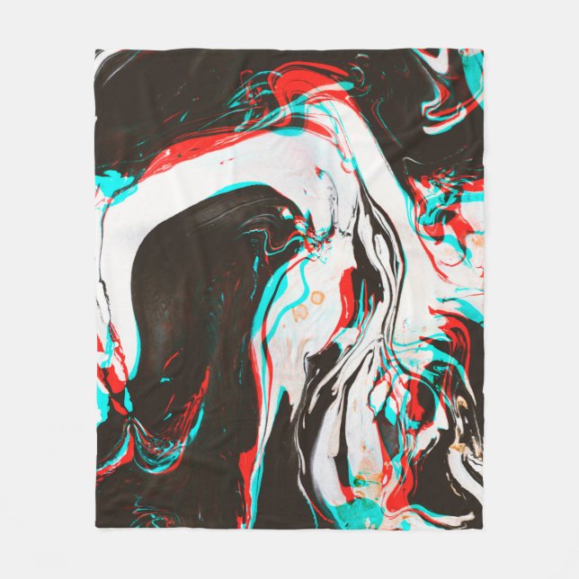 Marbled Ink: Distorted Glitch Texture. Fleece Blanket (Front)