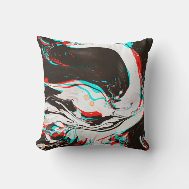 Marbled Ink: Distorted Glitch Texture. Throw Pillow (Front)