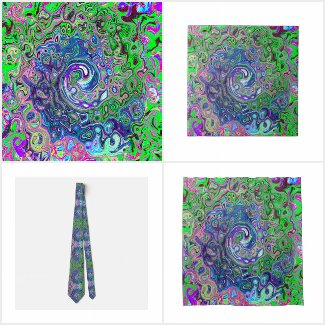 Marbled Lime Green and Purple Abstract Retro Swirl