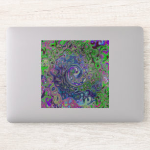 Marbled Lime Green and Purple Abstract Retro Swirl Sticker