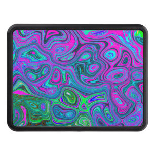Marbled Magenta and Lime Green Groovy Abstract Art Hitch Cover