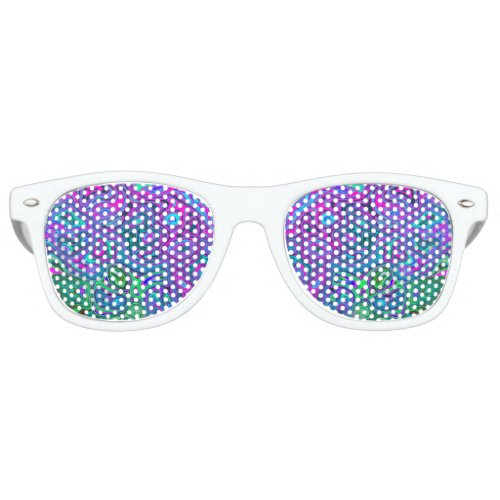 Marbled Magenta and Lime Green Groovy Abstract Art Retro Sunglasses