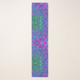 Marbled Magenta and Lime Green Groovy Abstract Art Scarf
