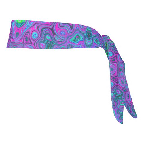 Marbled Magenta and Lime Green Groovy Abstract Art Tie Headband