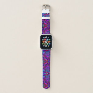 Marbled Magenta, Blue and Red Abstract Art Apple Watch Band