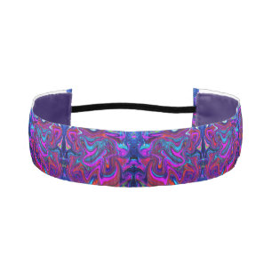 Marbled Magenta, Blue and Red Abstract Art Athletic Headband