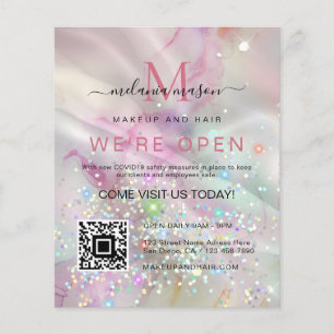 Marbled Makeup Artist Holographic Glitter QR Code Flyer