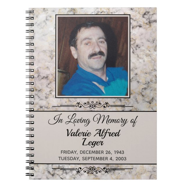 Marbled Memorial Custom Keepsakes / Guestbook Notebook (Front)