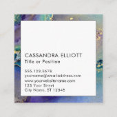 Marbled Multicolored & Gold Abstract Liquid Art Square Business Card (Back)