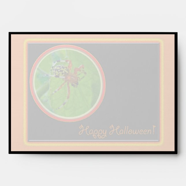 Marbled Orbweaver Spider Happy Halloween Envelope (Front)