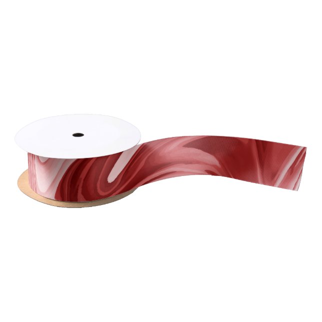 Marbled Paint Christmas Colors Red Gift Wrap Satin Ribbon (Spool)