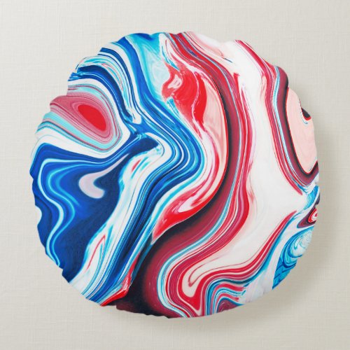 Marbled Paint Liquid Grunge Texture Round Pillow