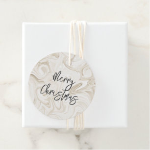 Marbled Paint Off White Tones Christmas Wedding Favor Tags