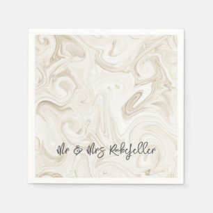 Marbled Paint Wedding Elegant MR&MRS NAME Chic Napkins
