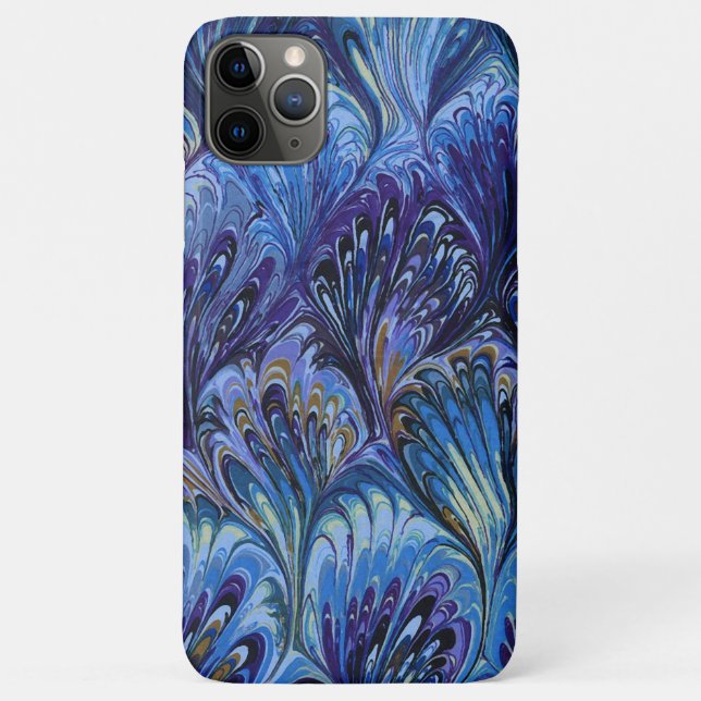 MARBLED PAPER,ABSTRACT BLUE PEACOCK PATTERN,SWIRLS Case-Mate iPhone CASE (Back)