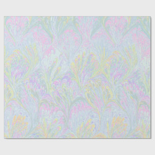 MARBLED PAPER,ABSTRACT PALE PINK 2 PEACOCK PATTERN WRAPPING PAPER
