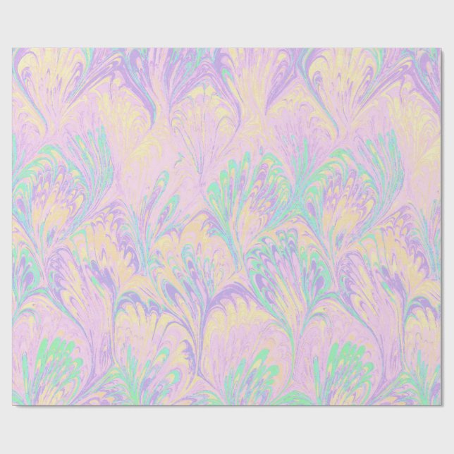 MARBLED PAPER,ABSTRACT PALE PINK PEACOCK PATTERN WRAPPING PAPER (Flat)