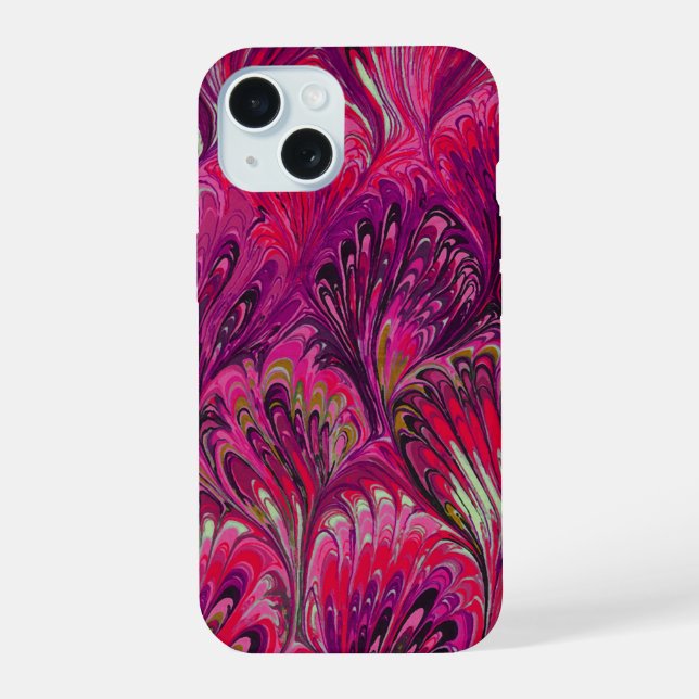 MARBLED PAPER,ABSTRACT PINK PEACOCK PATTERN,SWIRLS IPHONE CASE (Back)
