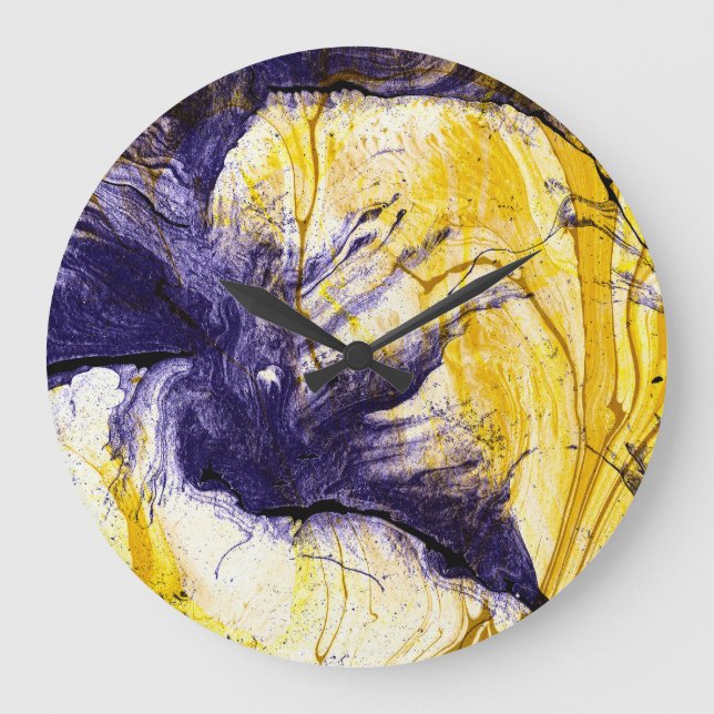 Marbled Paper: Bright Acrylic Art Large Clock (Front)
