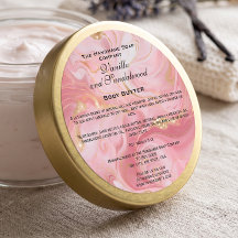 Marbled Pink and Gold Cosmetics Jar Label
