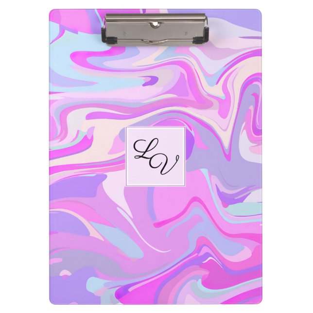 Marbled Pink Purple Turquoise Clipboard (Front)