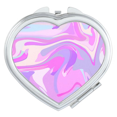 Marbled Pink Purple Turquoise Compact Mirror