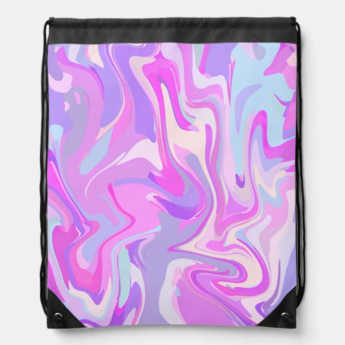 Marbled Pink Purple Turquoise Drawstring Bag