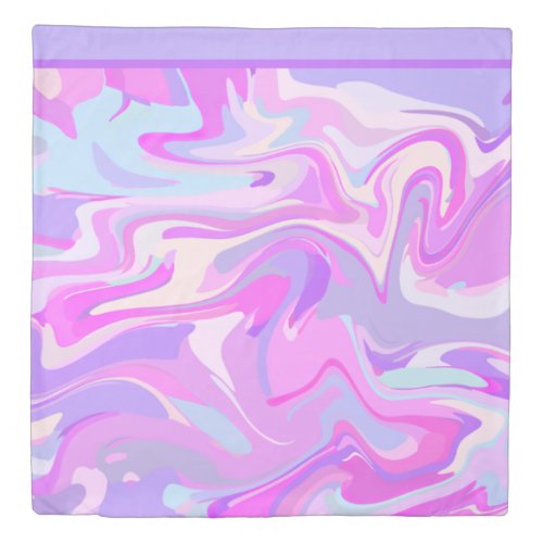 Marbled Pink Purple Turquoise Duvet Cover