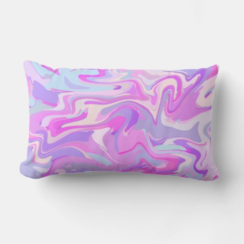 Marbled Pink Purple Turquoise Lumbar Pillow