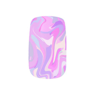 Marbled Pink Purple Turquoise Minx Nail Art
