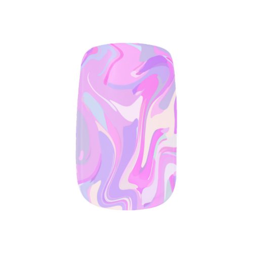 Marbled Pink Purple Turquoise Minx Nail Art
