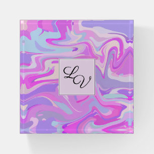 Marbled Pink Purple Turquoise Paperweight
