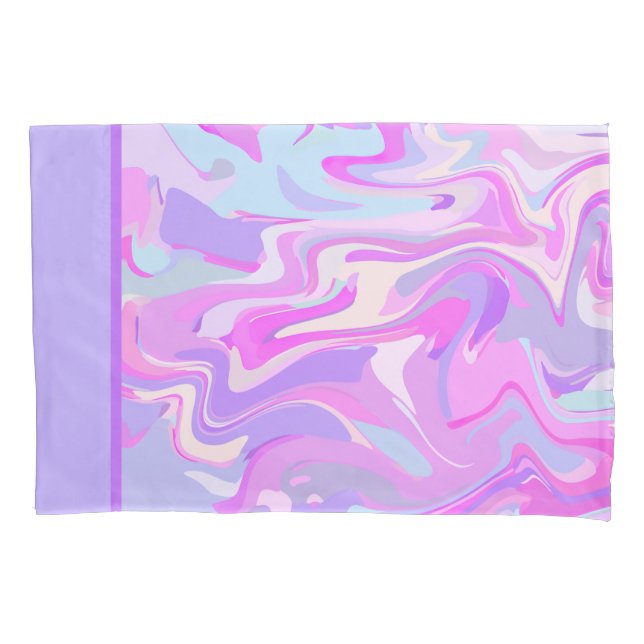 Marbled Pink Purple Turquoise Pillow Case (Front)