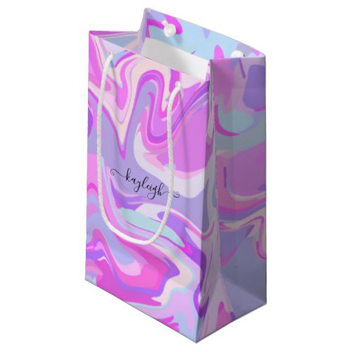 Marbled Pink Purple Turquoise Small Gift Bag