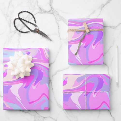 Marbled Pink Purple Turquoise Wrapping Paper Sheets